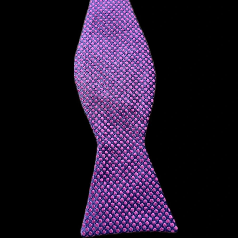 🟣🩷 Adjustable Self-Tie Bow Tie by Ted Baker | Purple with Pink Dots - Picture 14 of 17